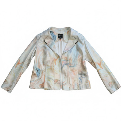INSIGHT New York Pastel Moto Jacket Faux zip Pastel Metallic Sz. 16W