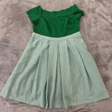 ModCloth Double The Lovely Retro Pleated Green Off Shoulder Dress 1X 1XL