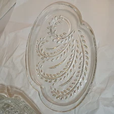 Set Of 4 Vintage Federal Glass Homestead Wheat Hospitality Snack Plates 10” Oval