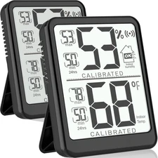 Antonki 2-Pack Room Thermometer, Digital Small Hygrometer 2 Pack, Black 