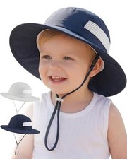 2 Pack Baby Sun Hat Infant Toddler Boys 6-24 Months Light Gray Navy Blue