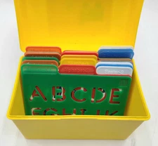 VTG 1989 Highlights 44 Creative Plastic Stencils & Box ~ ABC's Animals & Shapes 