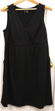 Eddie Bauer Dress Womens 1X Black Sporty Cross Over Bodice Pockets Stretch