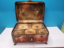 Antique vintage metal spice box, often referred to as a betel nut box or...