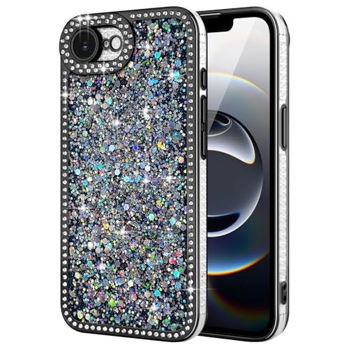 for Case Glitter, Luxury Shiny Bling Sparkly Phone Cover with iPhone 16e Black - Picture 2 of 8
