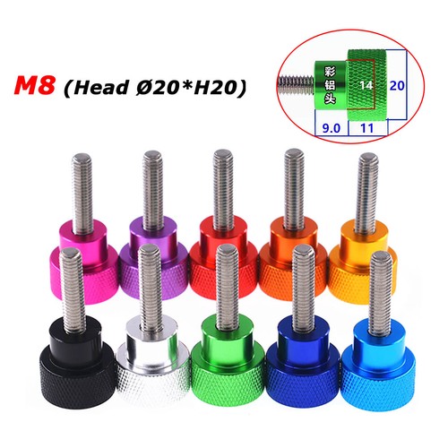 M8 Knurled Thumb Screw Aluminum + SS Stainless Hand Grip Knob Bolts Head Ø20*H20