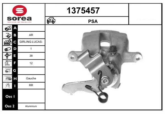 Étrier de frein SNRA 1375457 PEUGEOT 3008 avec piston 38mm à haute pression hydraulique
