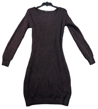 Black Tape Sweater Dress Womens size Medium Black Burgundy Vneck Knit New