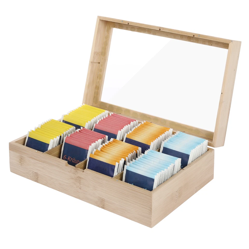 Van Henry Bambus Teebox Teekiste mit 8 Fächern, Aufbewahrungsbox für Teebeutel - Bild 2 von 4