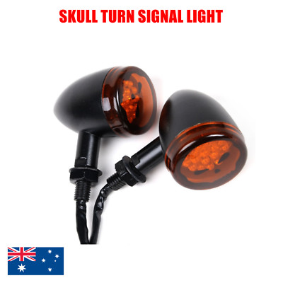 4X Amber Motorcycle Turn Signal Black Light For Harley Chopper Bobber Cafe Racer