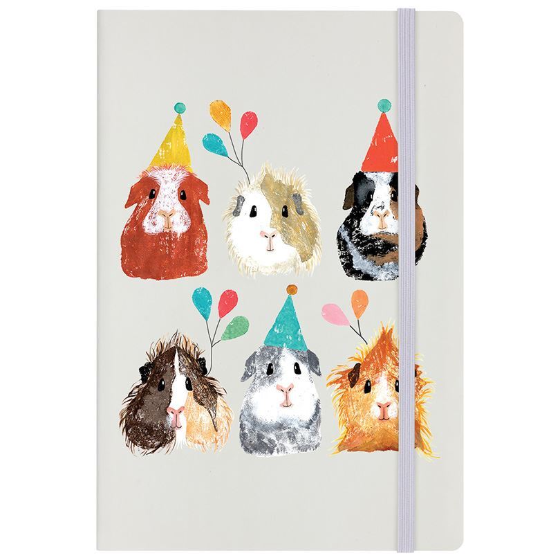 IzziRainey Party Guinea Pig Cream A5 Hard Cover Notebook