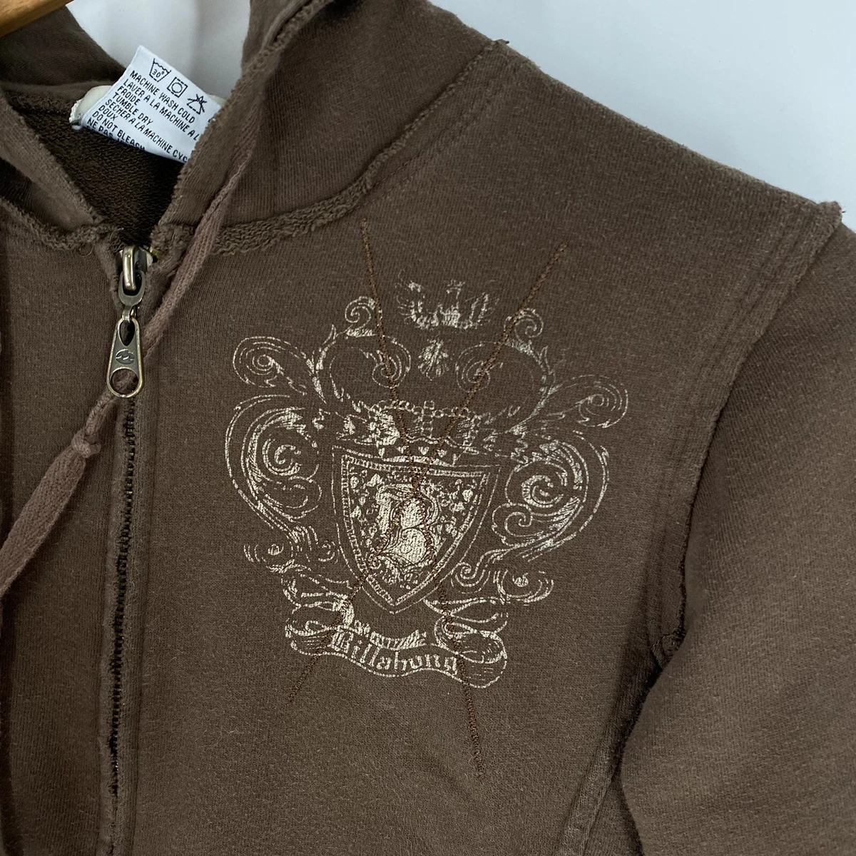 Billabong Girls Youth Brown Crested Full Zip Hoodie Sweater Size M