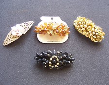 Four hair barrettes good quality 1980s Lucite beaded AAD NO US IMPORT FEES