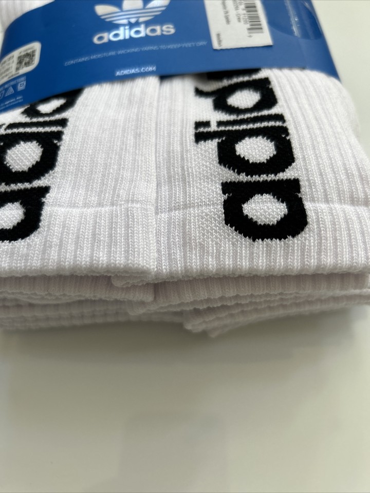 Adidas Men's Crew Socks Athletic Shoes White 6 Pairs Sizes 612 Absorb