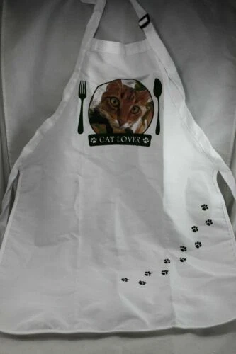 Delantales de cocina contemporánea White Mezcla Algodón