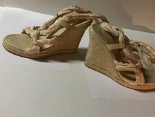 Women Sandals Shoes Dress Fabric Wedge Heel Wedges Ankle Strap US 8 1/2