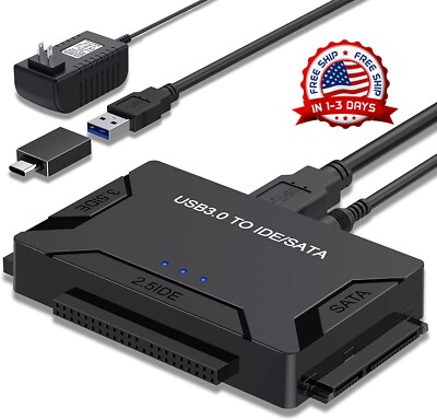 Adaptador USB 3.0 a SATA y IDE Para 2.5 y 3.5 Plugadas Disco Duro Convertidor US