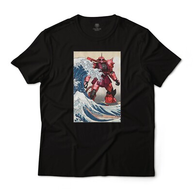 Gundam Char Red Comet MS-06S Zaku 2 in the Great Wave Off Kanagawa Anime Tee