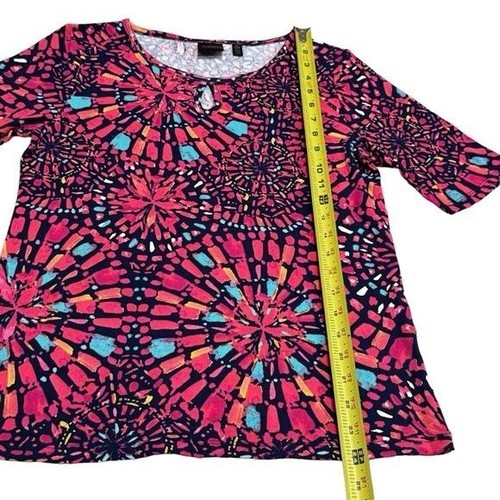 NEW Raefaella Pink and Blue Floral Three Quarter Sleeve Blouse Size S - Picture 6 of 6