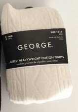 Girls Off-White TUSK Heavyweight Cotton Tights Size 12-14 One Pair 73-95 lbs