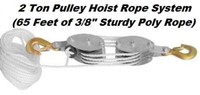 Poly Rope Pulley Block Tackle Hoist With Safety Snap Hook Heavy Duty 65 Foot... Poly Rope Pulley Block Tackle Hoist With Safety Snap Hook Heavy Duty 65 Foot...