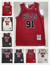 Adult Vest Chicago Bulls NO.91 Rodman Men's Sports Top Retro Stitched
