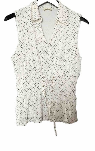 Ember Polka Dot Sleeveless Top Women's Size L Corset Waist White - Picture 5 of 5