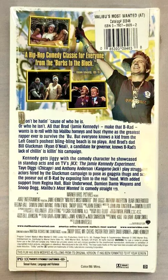 New Factory Sealed VHS Movie "Malibu's Most Wanted" Snoop Dogg, Comedy 2003 Rap - Image 2 of 2
