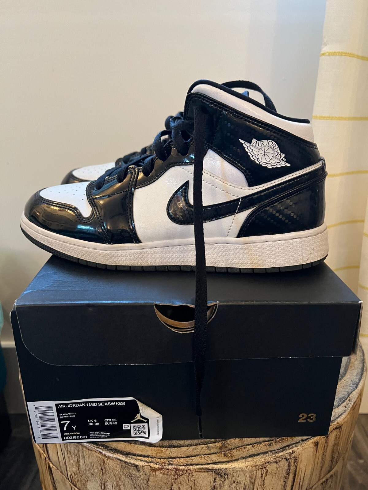 Air Jordan 1 Mid Carbon Fiber ASW GS Size 7Y/8.5W DD2192-001 w/Box ...