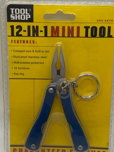 NWT 12 In 1 Mini Tool Pocket Knife Multi Purpose Shop Stainless Steel Key Ring - Picture 3 of 5