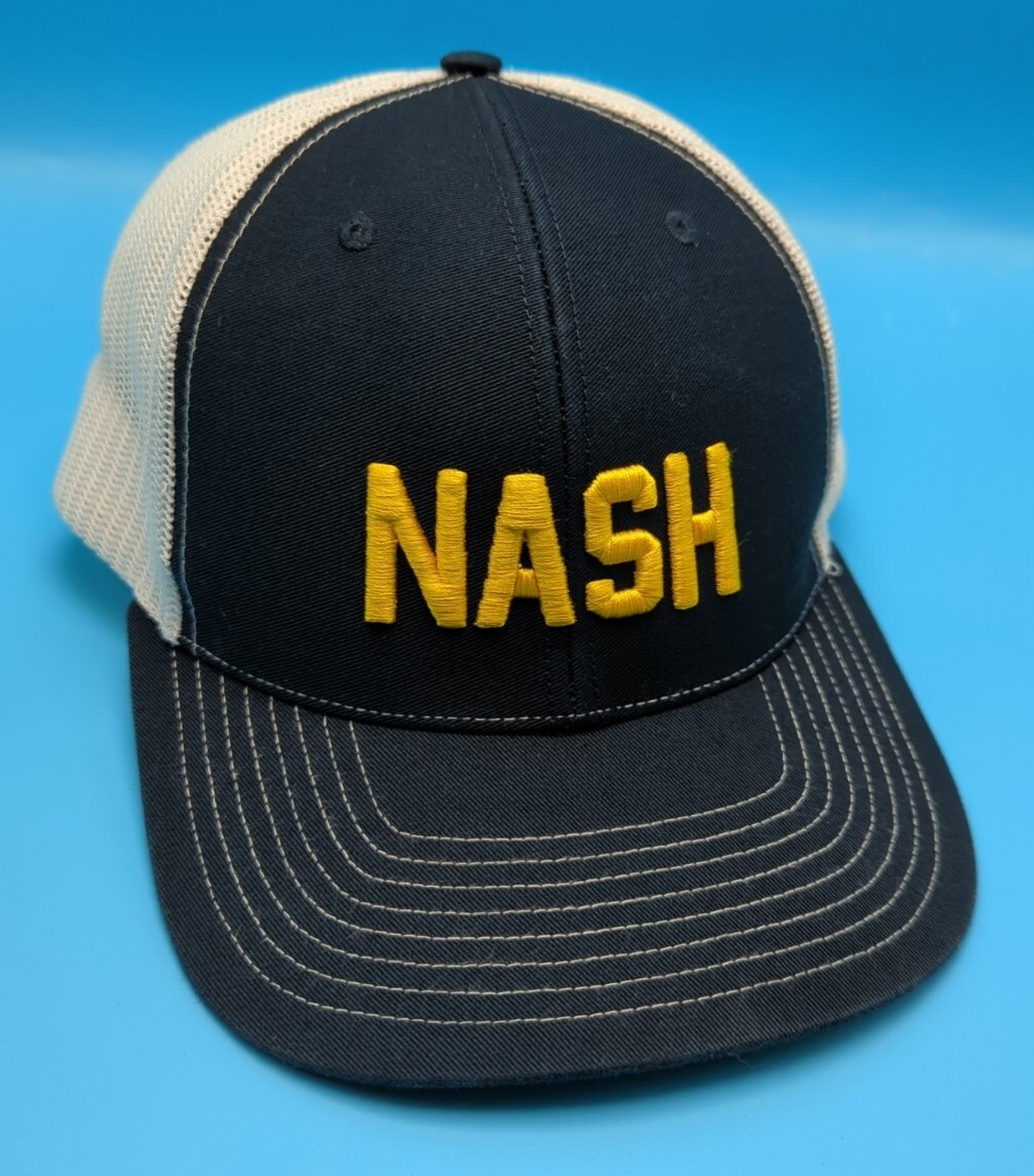 NASH hat blue and white adjustable snapback cap