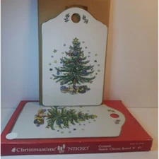 Nikko CHRISTMASTIME Ceramic Snack/Cheese Board in Box, 9" X 5 3/4"/EXCELLENT
