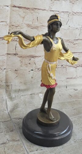 Art Deco Bronze Flapper Dancer Girl Fashion Model Sculpture Statue Figure - Picture 1 of 10
