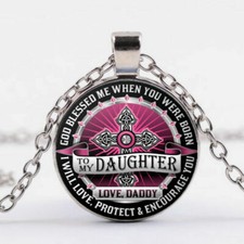 DAUGHTER DADDY PROTECT pendant Sterling Silver 925 chain 20" necklace Gold box