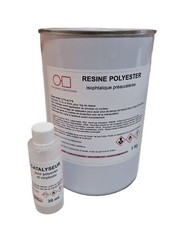 Résine polyester iso 1 Kg, avec catalyseur