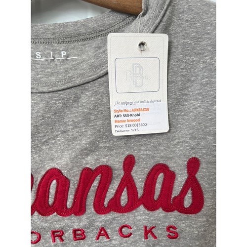 Pressbox Arkansas Razorbacks Short Sleeve T Shirt Womens S Gray Red College NEW - Picture 4 of 7