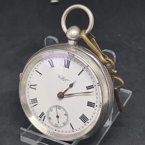 Antique Solid Silver Gents Waltham Mass Pocket Watch 1923 W/O Ref3850