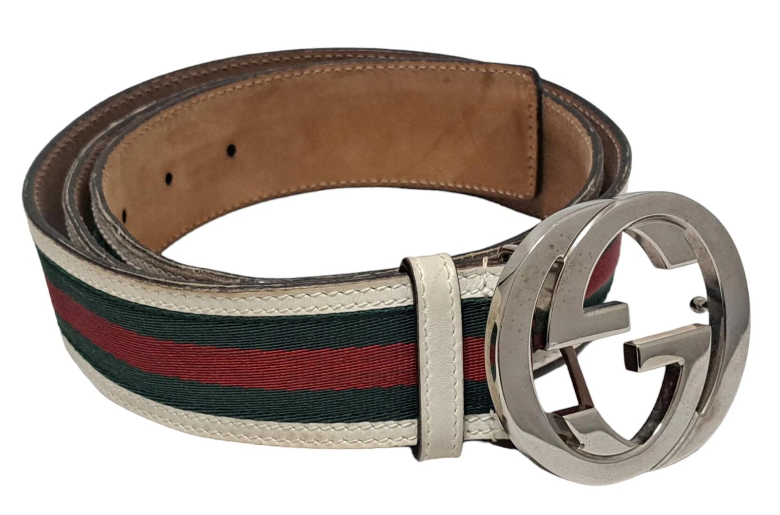 Ceinture Gucci imbriquée sherry coul cuir 41,33 pouces vert rouge hommes femmes