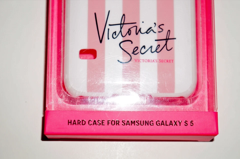 VICTORIA'S SECRET Capa Rígida para Samsung Galaxy S5 Icônica Listra Rosa/Branca Nova Na Caixa - Imagem 3 de 3