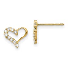 Madi K Kid's Earrings 14k Yellow Gold Cubic Zirconia Heart Post, 7 mm