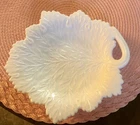 Vintage Fenton Decorative Plate Milk Glass Maple Leaf 8.5 In