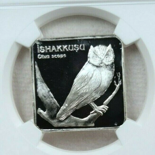 2001 TURKEY SILVER 7,500,000 LIRA S7.5ML ISHAKKUSU OWL NGC PF 69 CAMEO TOP POP