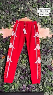 Kappa 3M Red Joggers Elastic Waist Pockets Side Stripe SIZE XL