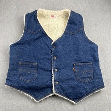 Vintage 80s Levis Orange Tab Denim Vest Mens XL Western Sherpa Lined USA Made