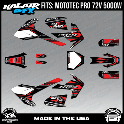 Graphics Kit for MotoTec Pro 72v 5000W (All Years) Rugged Series - RED