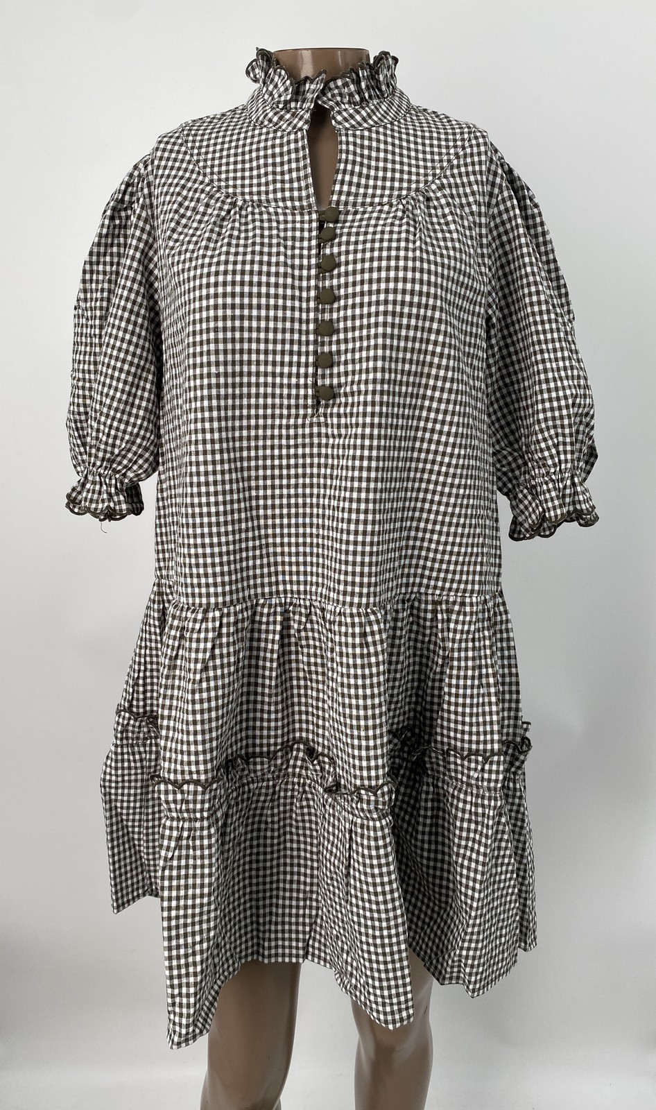 Pomander Place Womens Mini Dress Dark Green/White Size M Selena Gingham