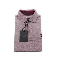Ted Baker Maroon White Stretch Snap Button Men  s Polo Shirt Size 1 NWT