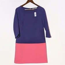 NWT Loft Color Block Pink Purple 1/2 Sleeve Shift Dress Size 6