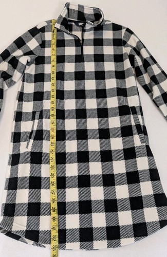 Lands End Fleece 1/4 Zip Relaxed Fit Lounge Top Women's XS Petite Plaid Long - Picture 6 of 13