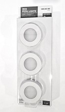 Plug-In 3-Light White Dimmable Integrated LED Under Cabinet Puck Light w/ J-box